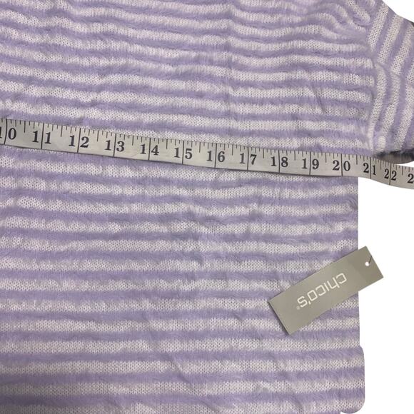 Chico's Sweater Women's Sz 2 (Large) Zenergy Striped Mock-Neck Comfort Pullover - Picture 6 of 7